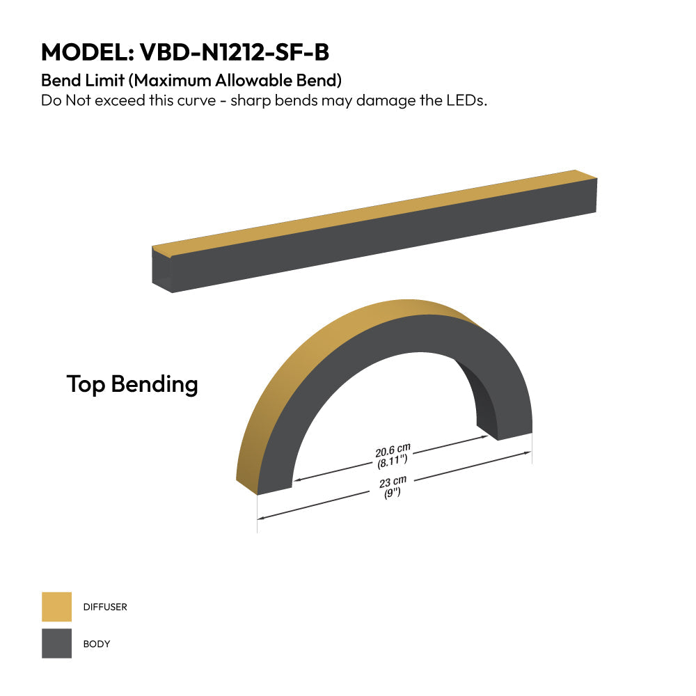 Black Silicone Flexible LED Neon channel VBD-N1212-SF-B