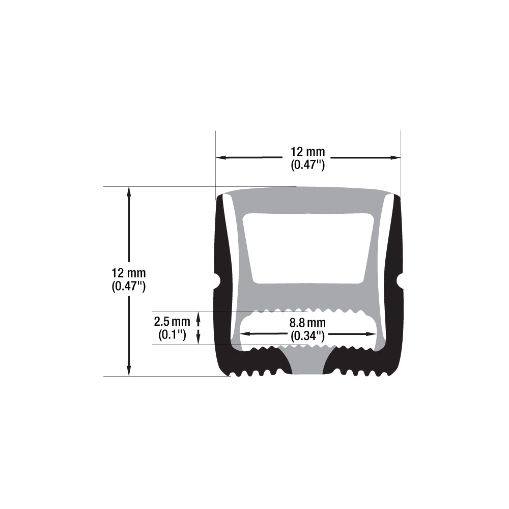 Black Silicone Flexible LED Neon channel VBD-N1212-SF-B, per foot(30.5cm) SURFACE Mount