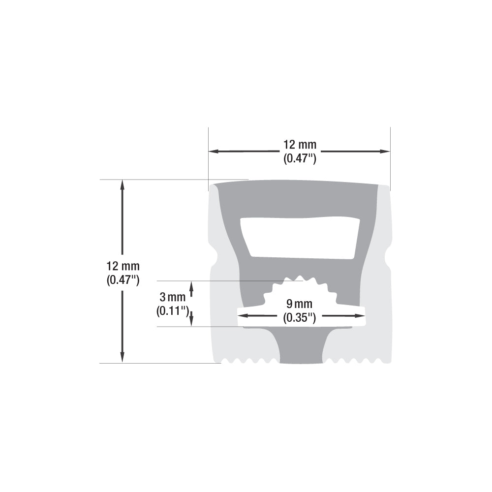 White Silicone Flexible LED Neon channel VBD-N1212-SF-W, per foot(30.5cm) SURFACE Mount