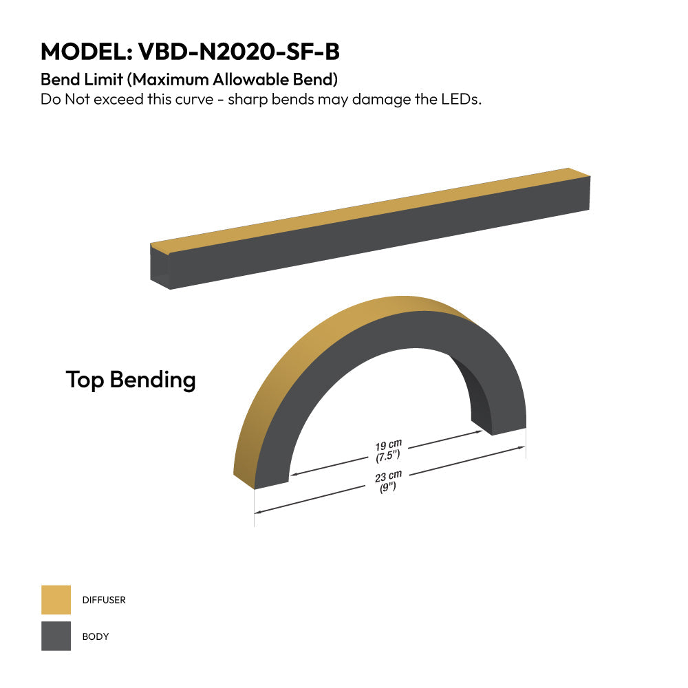 Black Silicone Flexible LED Neon channel VBD-N2020-SF-B
