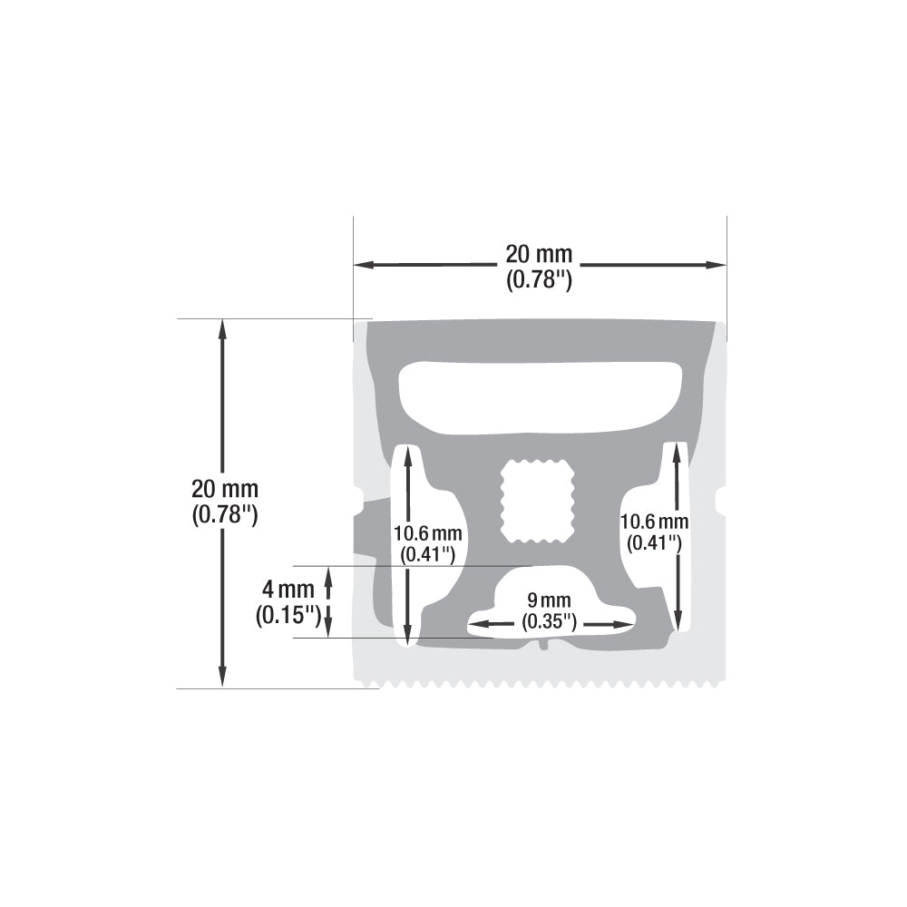 White Silicone Flexible LED Neon channel VBD-N2020-SFD-W, per foot(30.5cm) SIDE & SURFACE Mount
