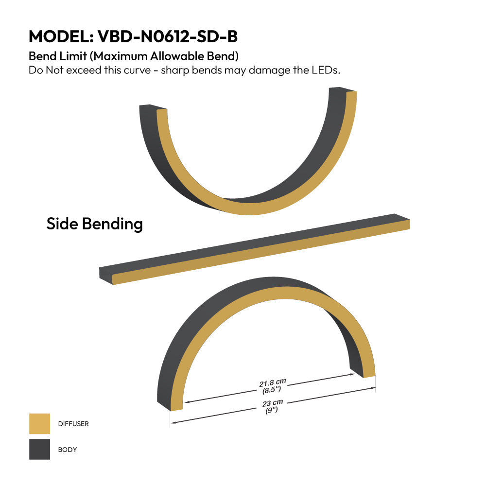 Black Silicone Flexible LED Neon channel VBD-N0612-SD-B