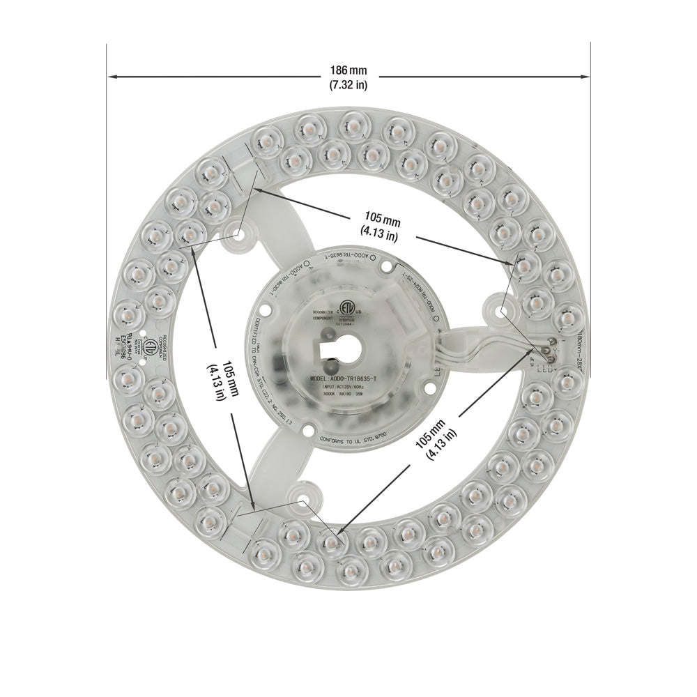 7.3 inch Round Disc LED Module TR18635-T, 120V 35W 3000K(Warm White), gekpower