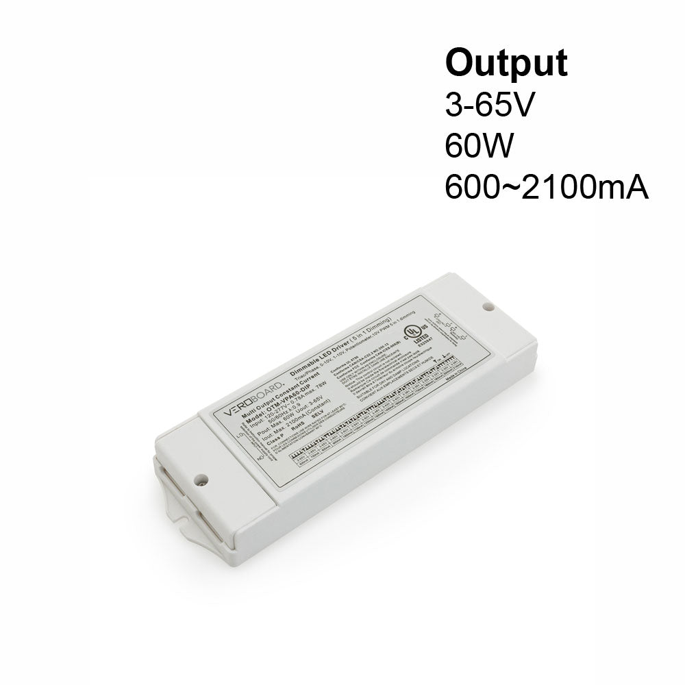 OTM-VPA60-DIP Selectable Constant Current LED Driver (5 in 1 Dimming) 600mA~2100mA 3-65V 60W, gekpower