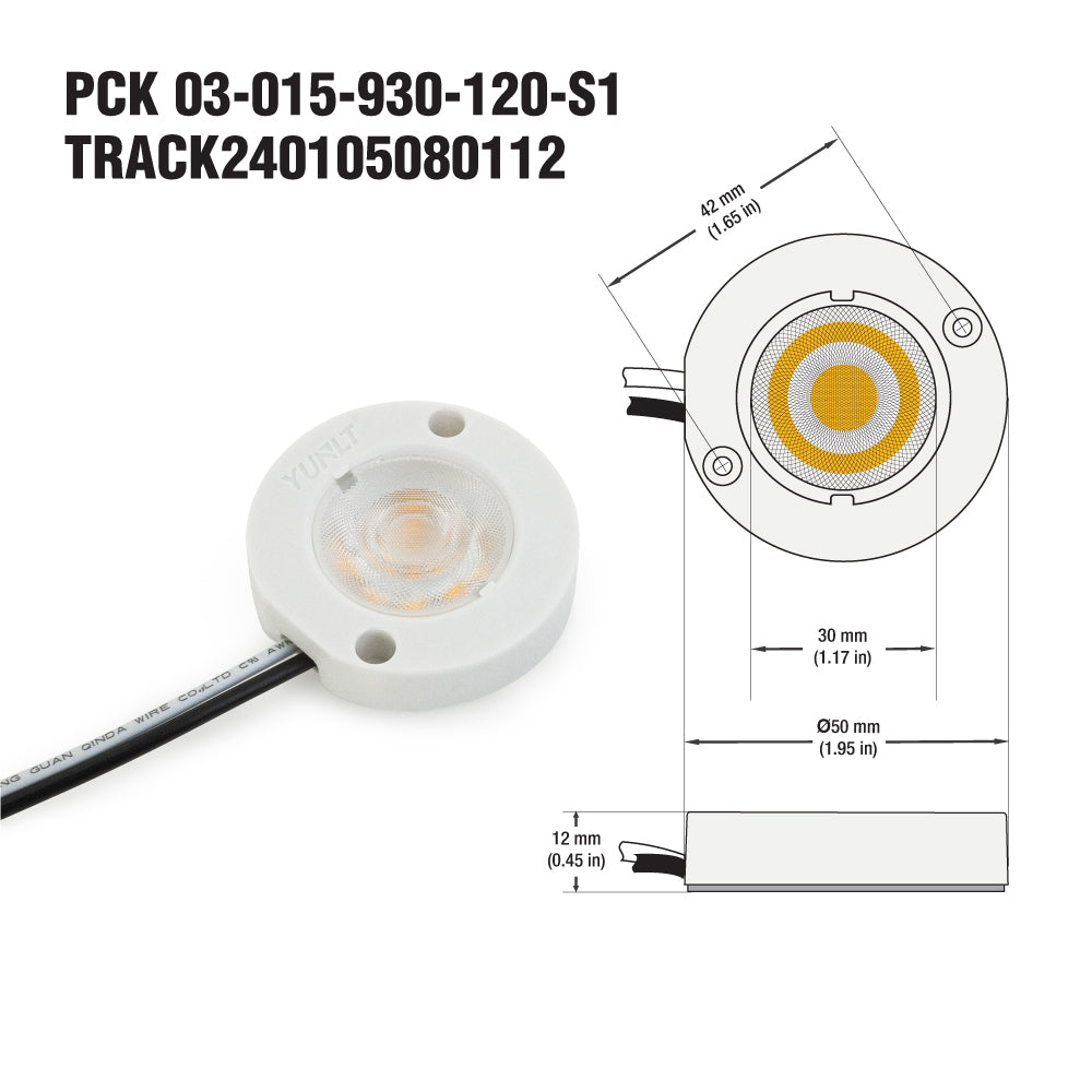 YUNLT LED Module Light 120V 15W 1200Lm 3000K(Warm White), PCK 03-015-930-120-S1