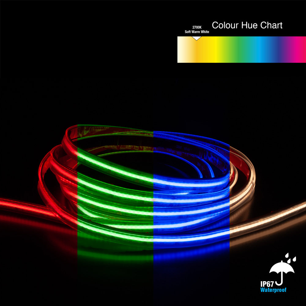 5M Outdoor LED Strip Light COB - RGBW Gold PCB