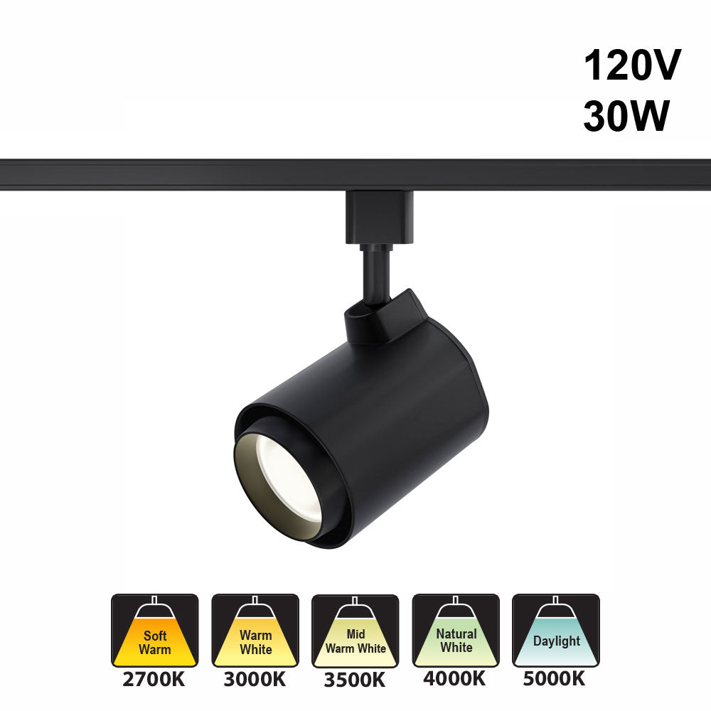 Black LED Track Light Head VBD-LW-TRB30W-5C-B-XX, 120V 30W