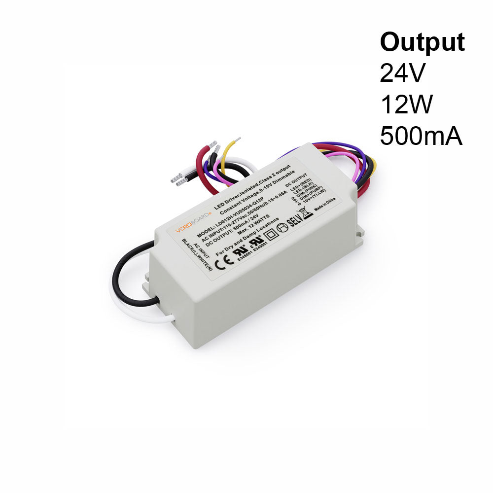 LD012H-VU05024-Q12P 0-10V Dimmable Constant Voltage LED Driver 24V 12W