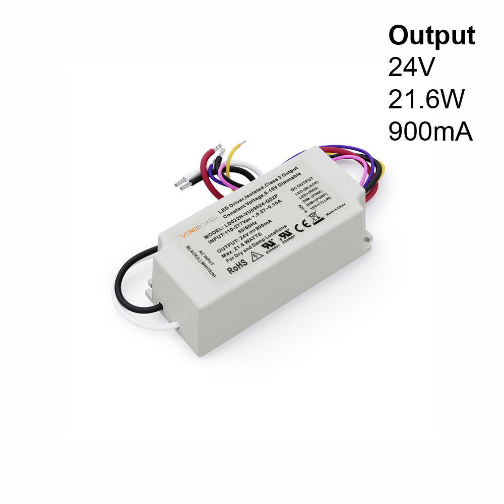 LD022H-VU09024-Q22P 0-10V Dimmable Constant Voltage LED Driver 24V 21.6W