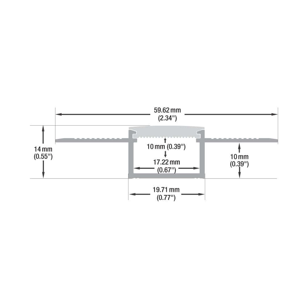 Flexible Drywall(Plaster-In) Deep Recessed Aluminum LED Channel for LED Strips 2Meters(6.5ft) VBD-CH-D12-2