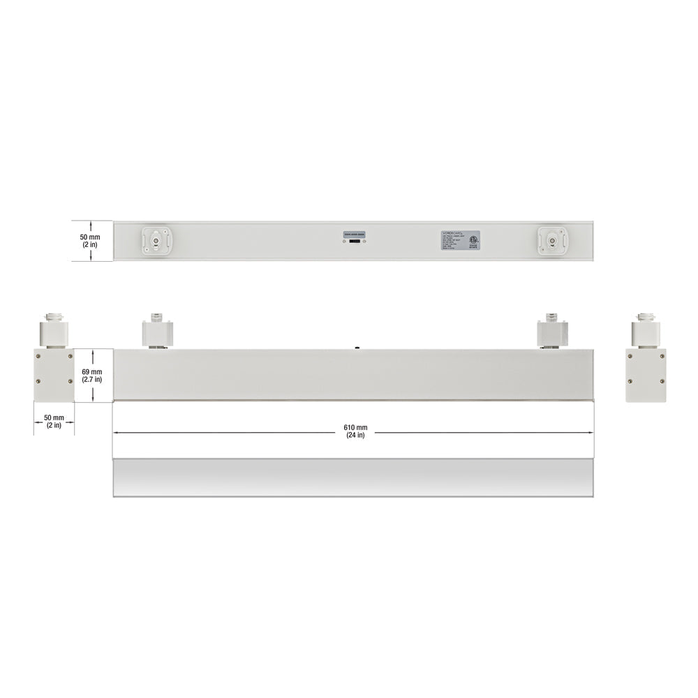 2ft Linear White LED Track Light Head VBD-LW-TRL30W-WH, 120V 30W 3CCT(3K, 4K, 5K)