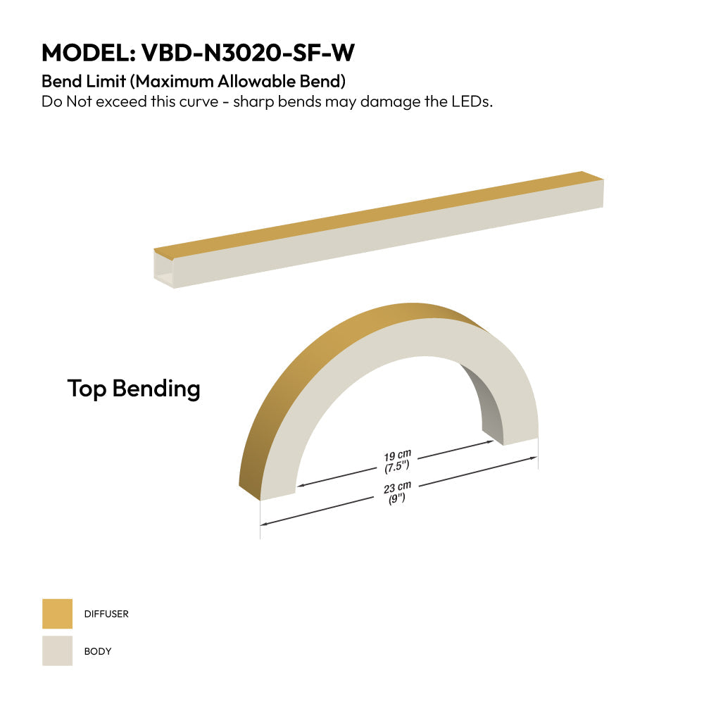White Silicone Flexible LED Neon channel VBD-N3020-SF-W