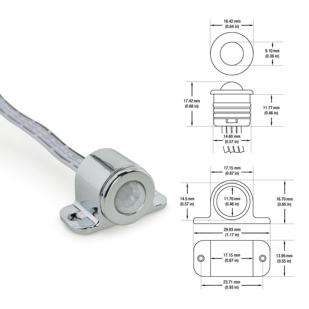 Motion PIR Sensor Switch 12V~24V DC 3A Chrome Color