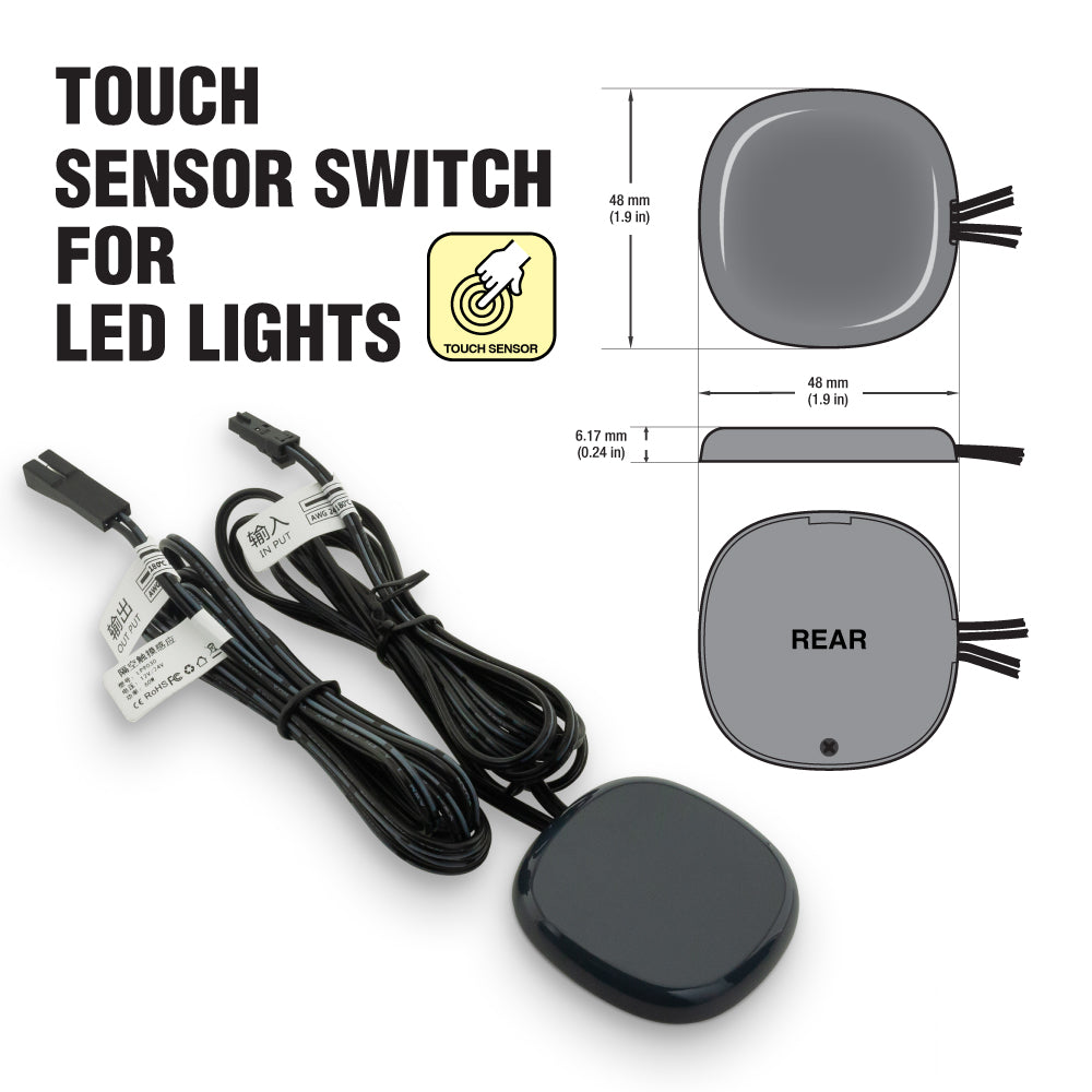 Invisible 9030 Touch Dimmer Sensor Switch for behind ceramic, wood, glass 12V-24V DC 5A 60W Black Color