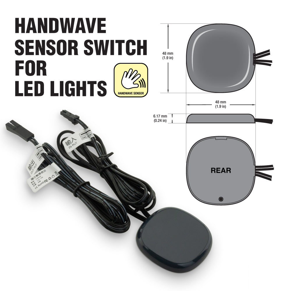 Invisible 5032 Handwave Sensor Switch for behind ceramic, wood, glass 12V-24V DC 5A 60W Black Color