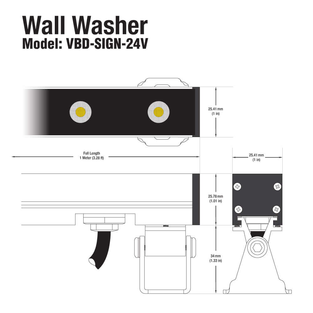 666561435967 - Linear LED Wall Washer, 100cm (3.28ft) 24V 29W 5000K