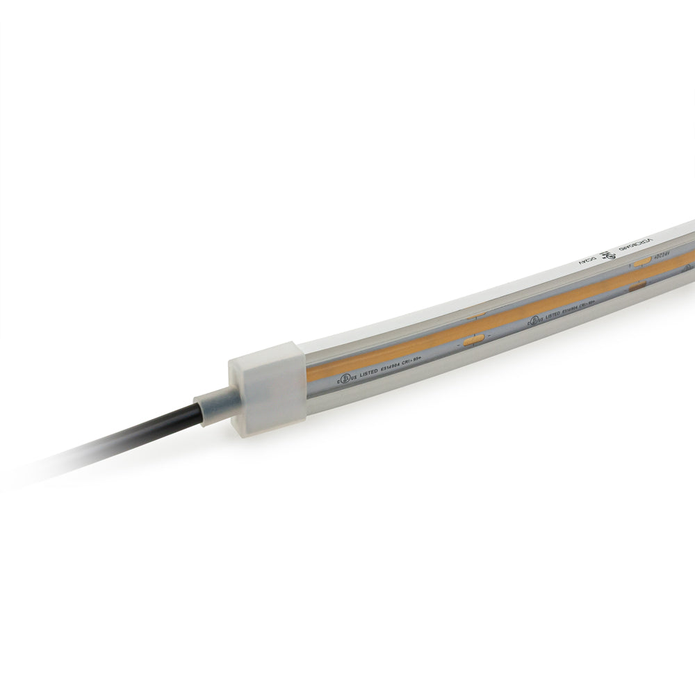 Custom cut outdoor COB LED strip light with 24V input and bright, energy-efficient illumination.