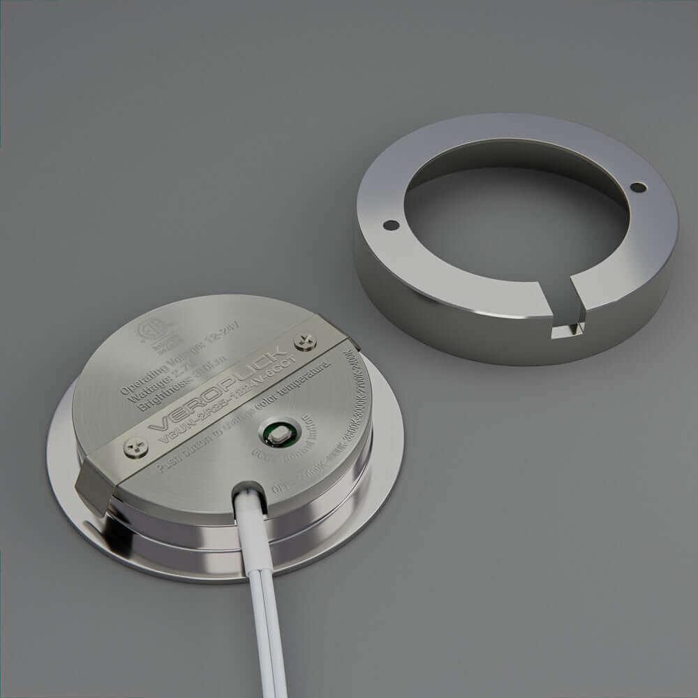 VBUN-2R25-1224V-6CCT-Chrome Round Cabinet Light 12-24V 2.7W selectable 6CCT