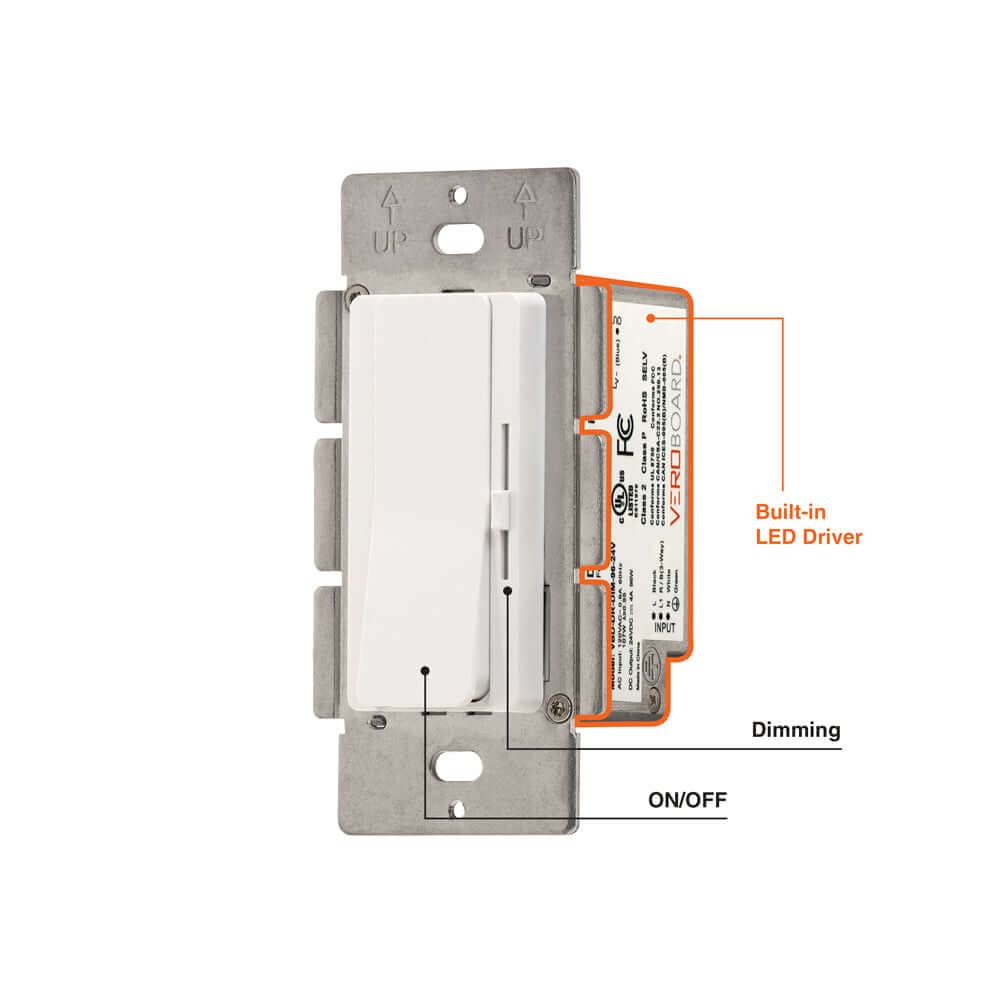 Single Gang Dimmer+Driver 2in1 96W 24V class2. Single pole/ 3Way