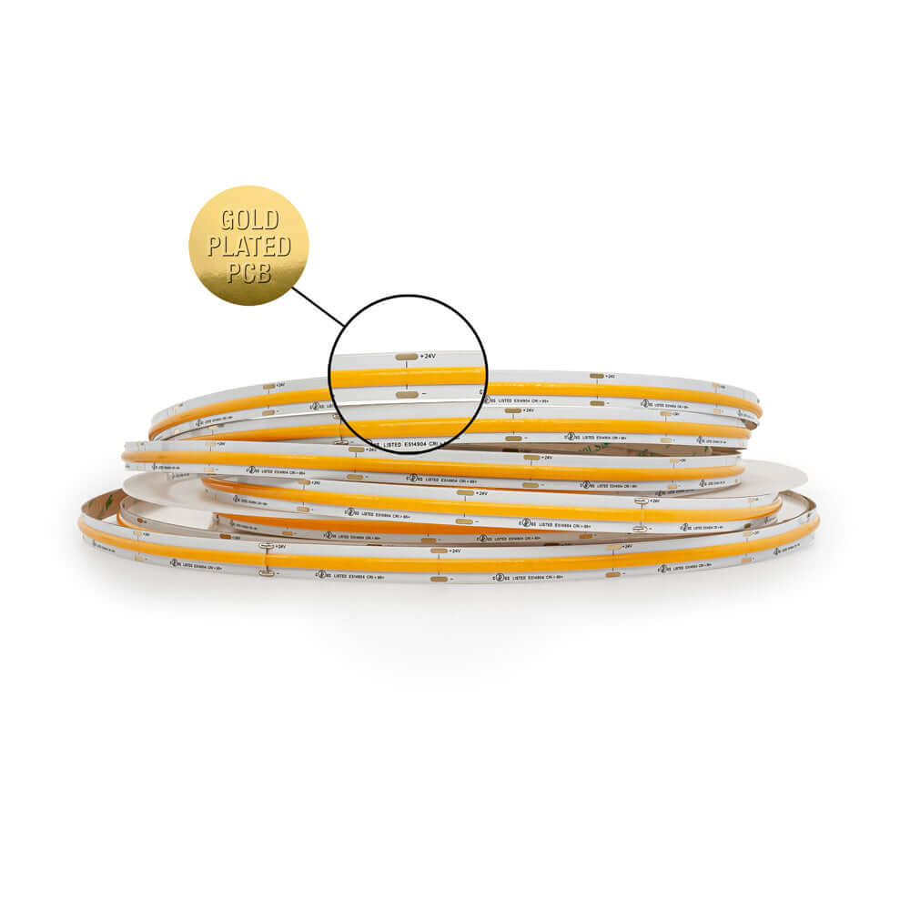 20M(65.6ft) Indoor LED Strip COB, 24V 2.5(w/ft) 177(Lm/ft) 480(LEDs/m) CCT(3K)
