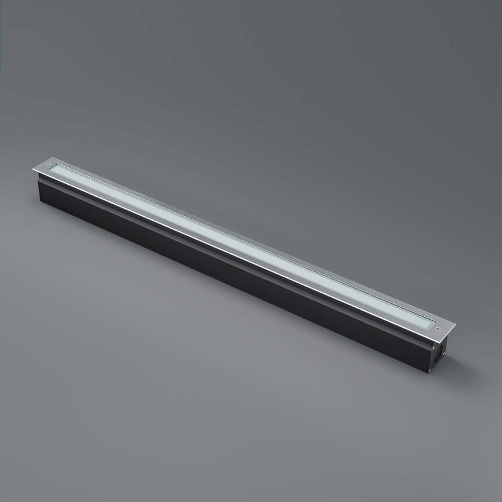 40-inch Outdoor Linear Recessed LED Inground Light 24V 26.5W 3000K, VBD-I-LIN-4F-30-24V-3K on a gray background.