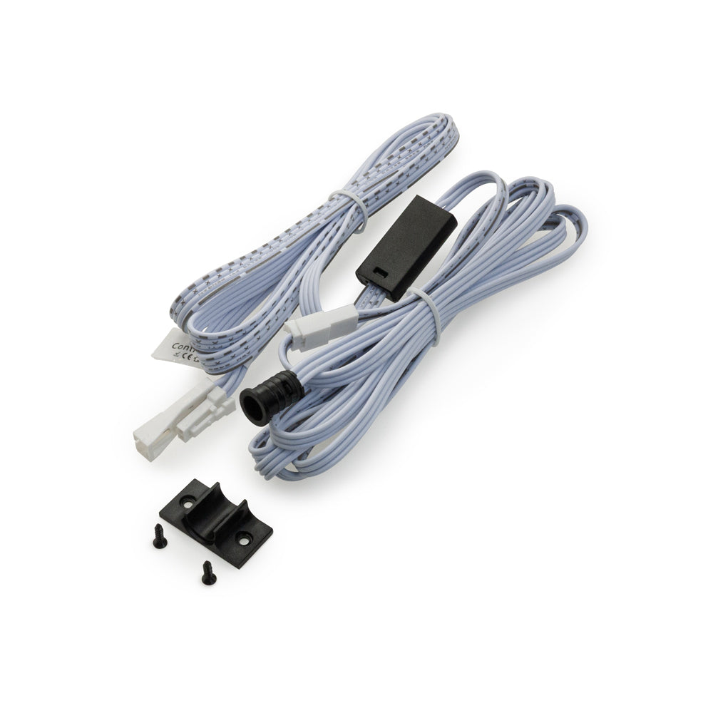 Installation kit including various cables and mounting hardware for door sensor switch.