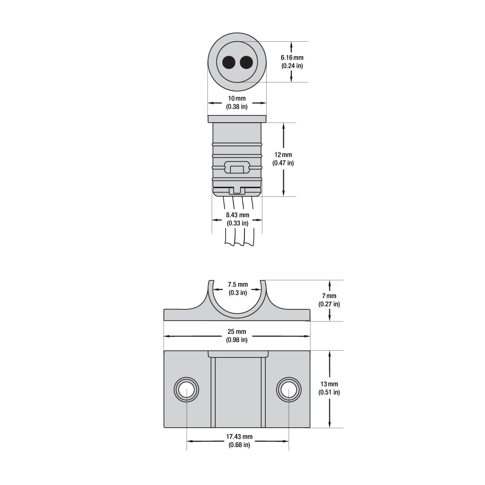Technical drawing of the 5029M-S Single Head Door Sensor Switch with detailed dimensions.