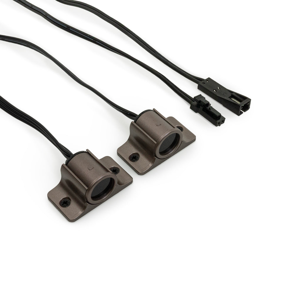 Brown mini double head door sensor switch LP-5028S2 with wiring, suitable for 12-24V applications.