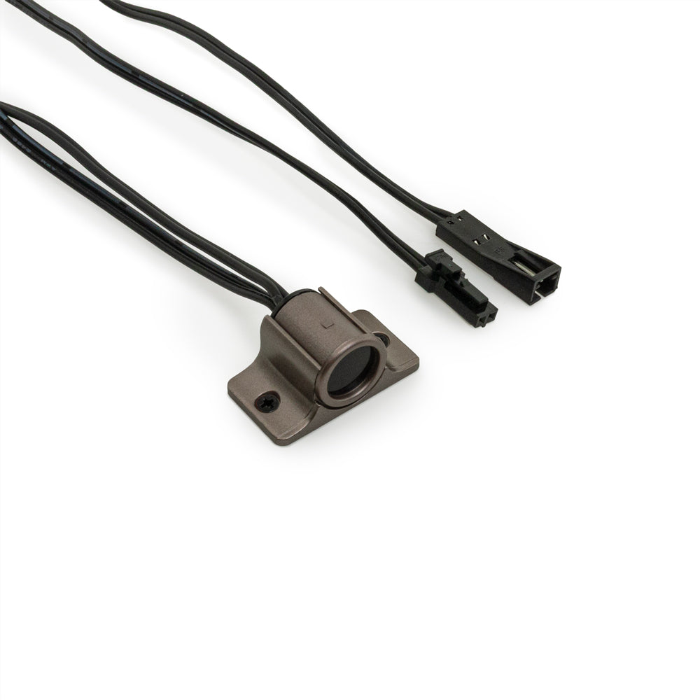 Single Head Door Sensor Switch LP-5028 mini with black wires and connectors on a white background.
