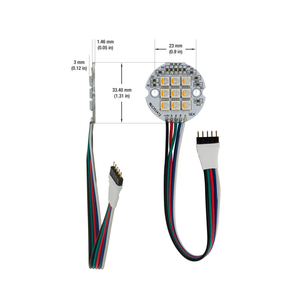 9 SMD 5050 LED Flat Round PCB, 12V 4W RGBW(2700K)