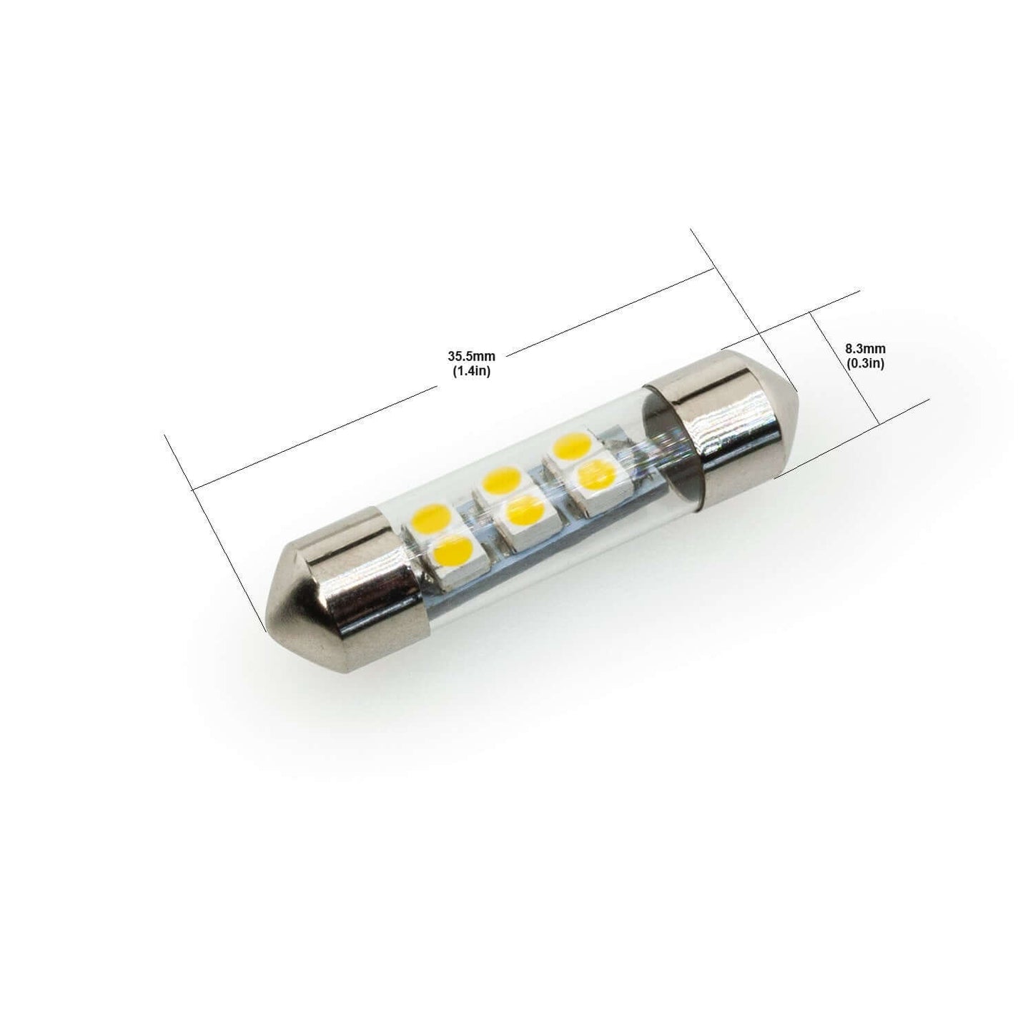 Festoon LED Light Bulb 12V 0.5W 3000K - Warm White