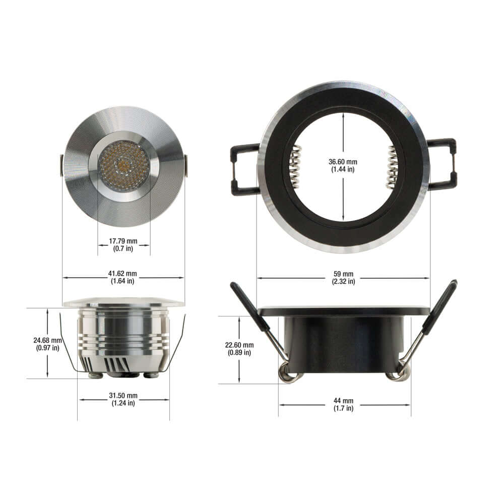 Type 5 1.5" Round LED Downlights - Warm White 3000K