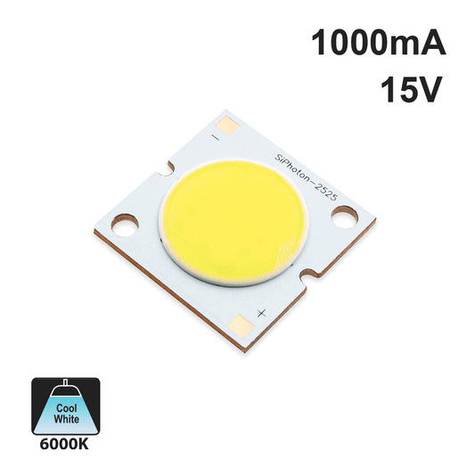 15W Constant Current COB LED Chip 6000K Cool White
