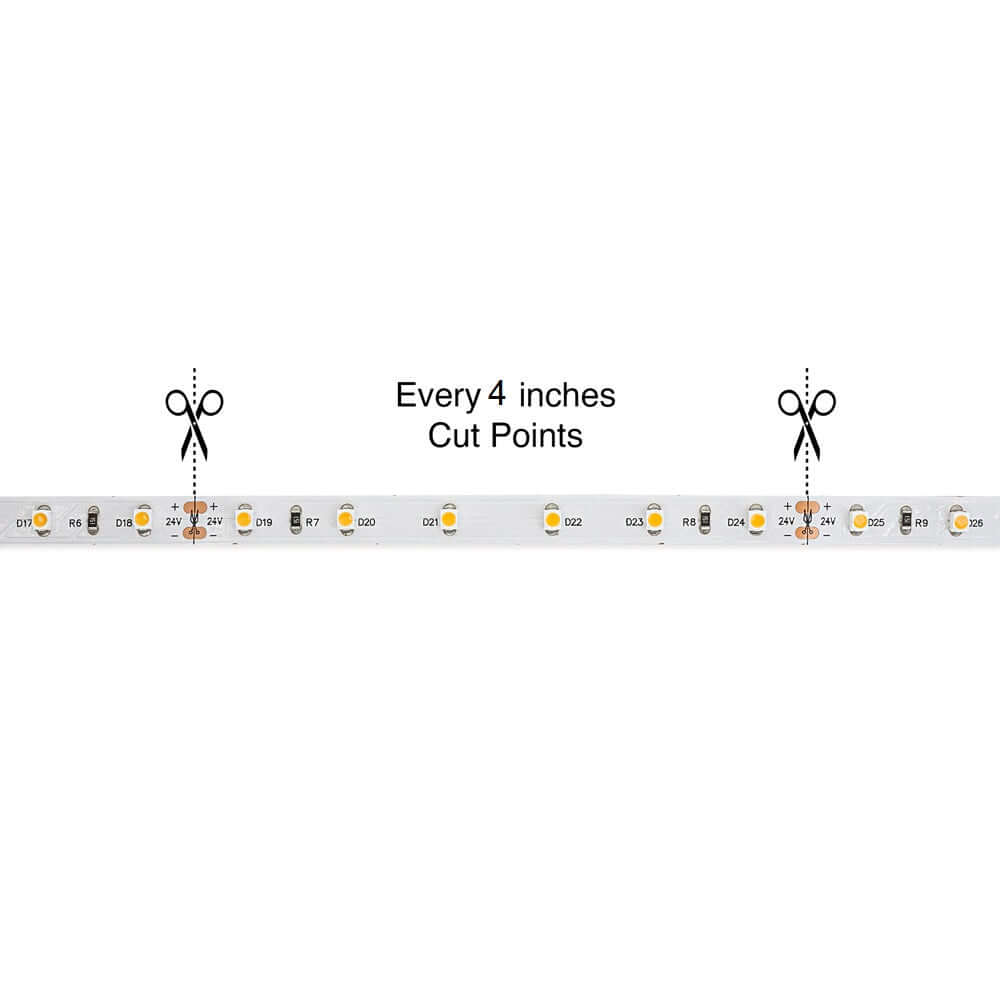 10M(32.8ft) Indoor LED Strip Light 3528, 24V 1.5(w/ft) 126-144(Lm/ft) 60(LEDs/m) CCT(2.7K, 3K, 6K), gekpower