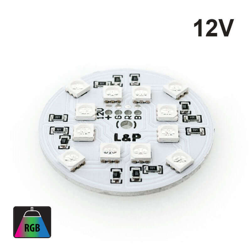 666561411268 - 12V RGB LED Module 2W - 12 SMD 5050 - Compact Lighting