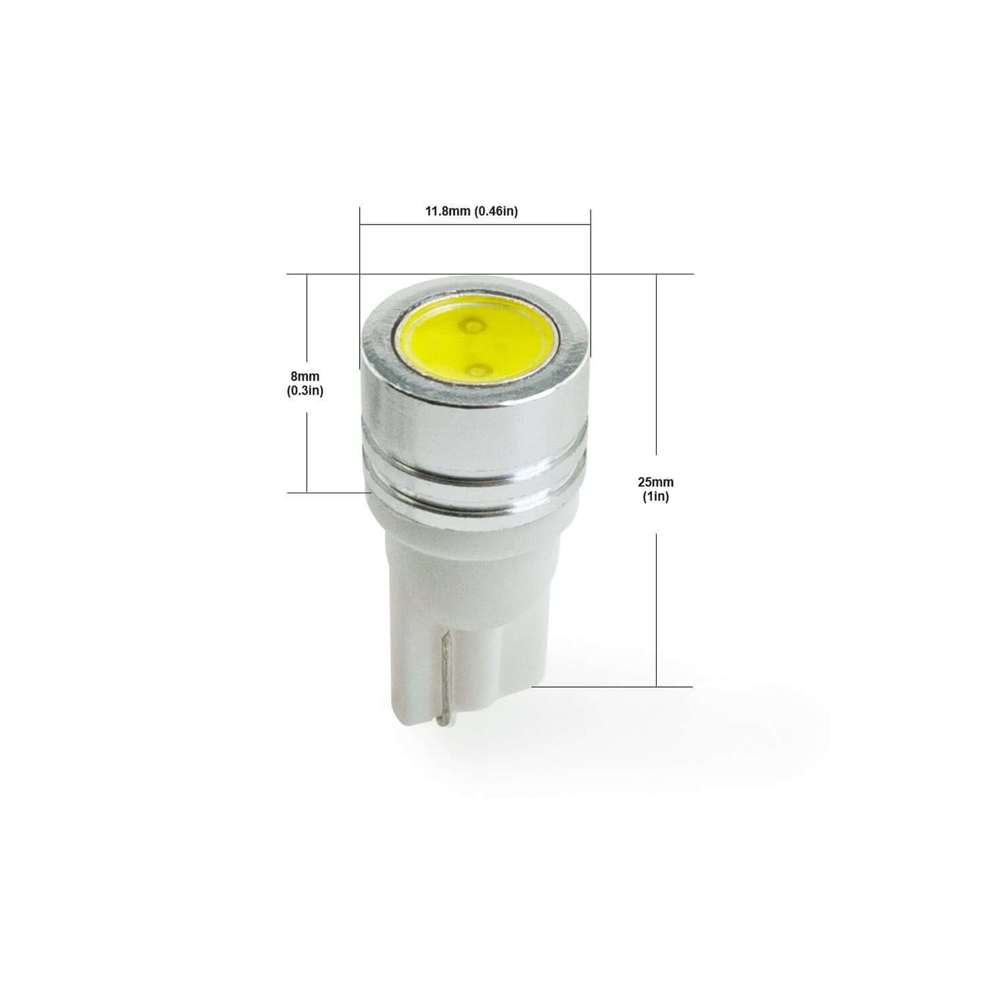 T10 Wedge Base LED Bulb COB 12V 1W 6000K (Cool White)