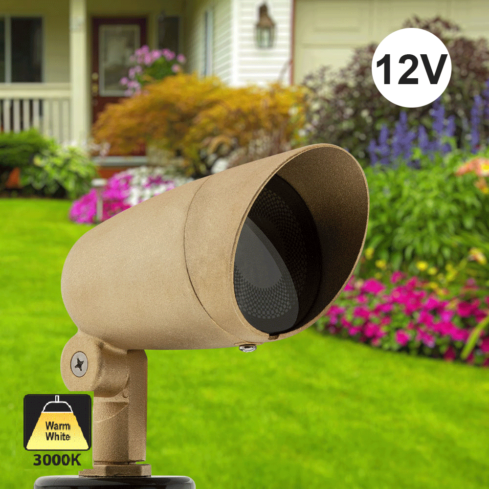 Brass Outdoor Landscape Spotlight - 12V 5W Small