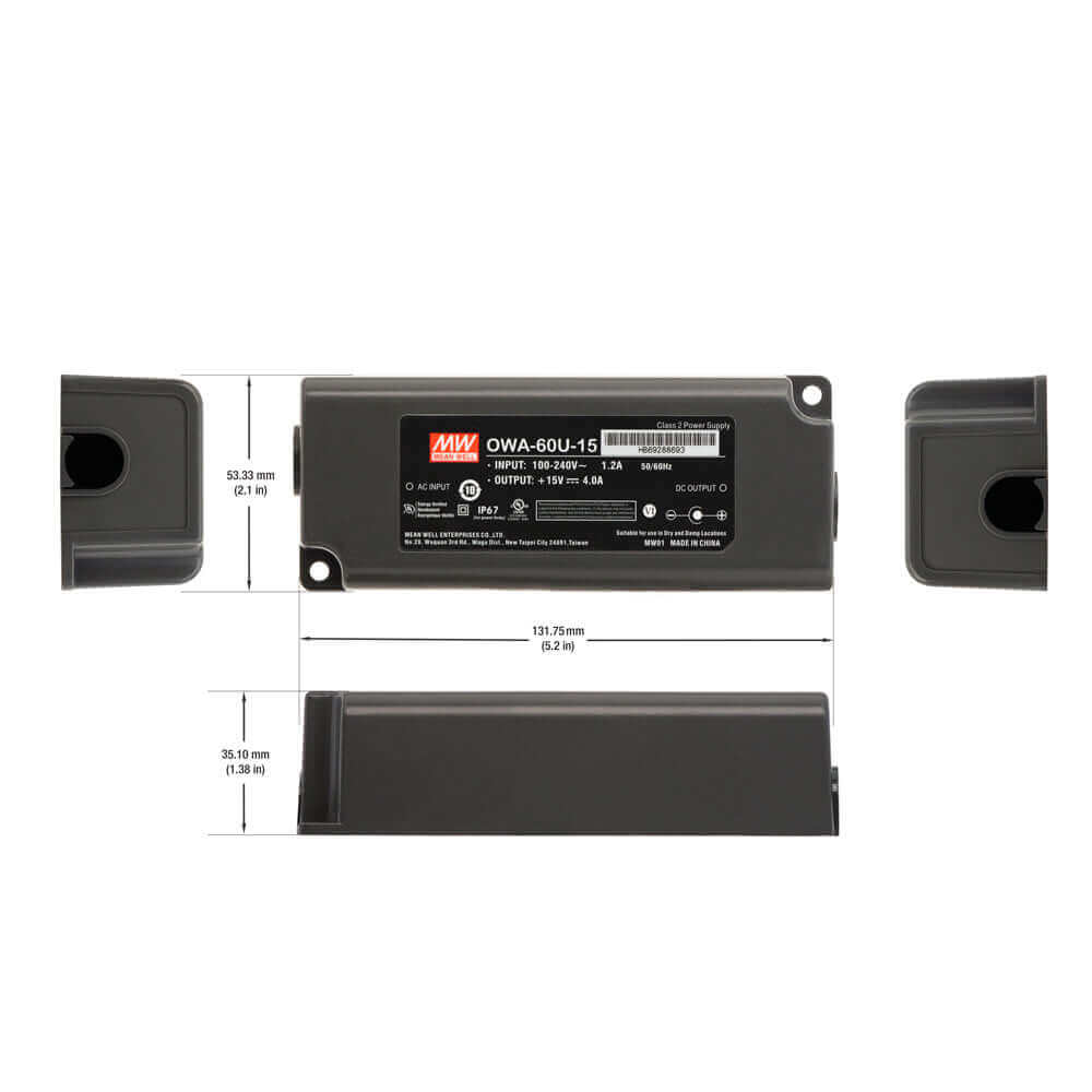 666561414672 - Mean Well OWA-60U-15 LED Driver - 60W Constant Current