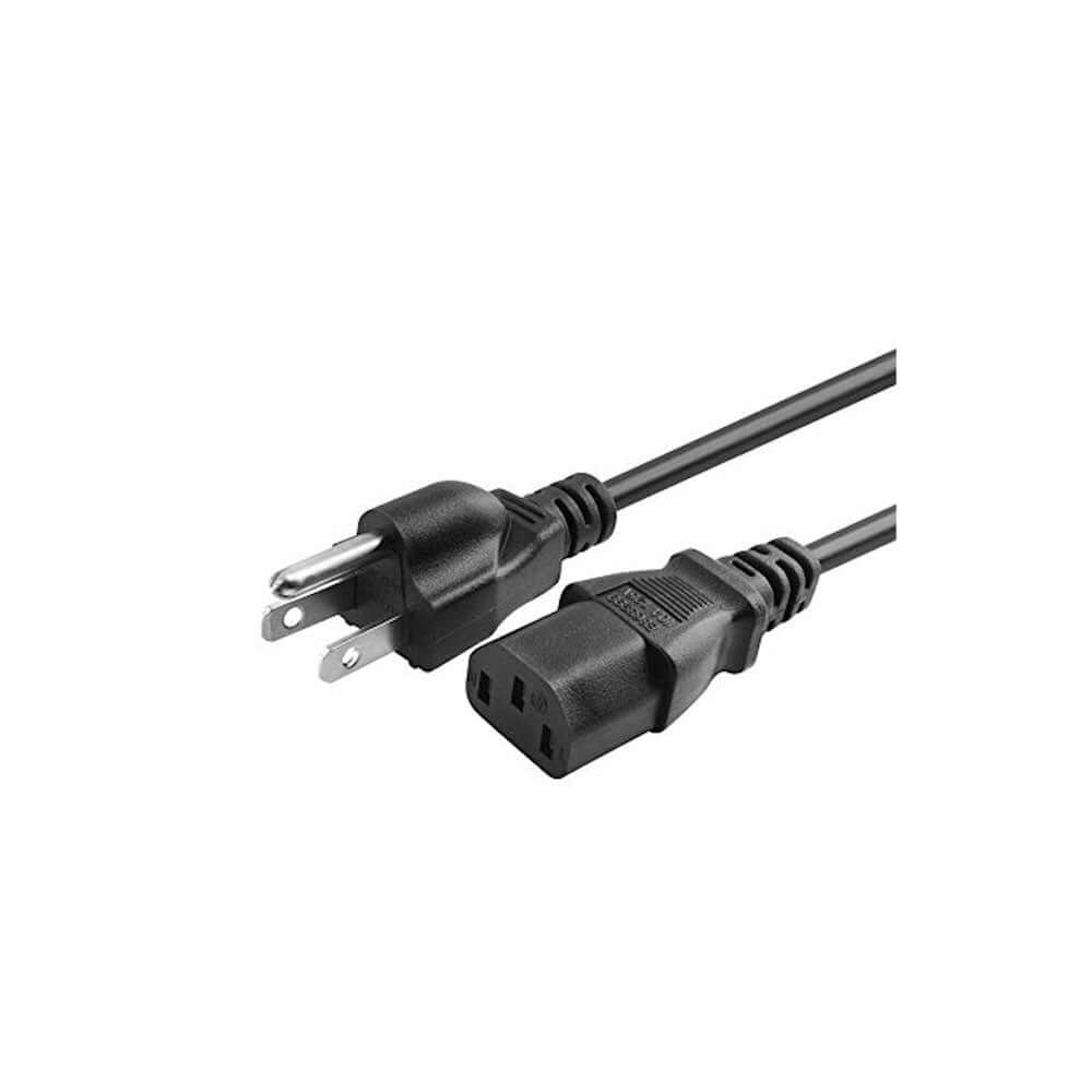 3 Prong AC Power Cord - 5ft Black Cable