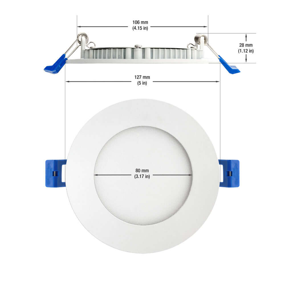 4 inch Flat Round Dimmable Recessed LED Panel Light / Downlight / Ceiling Light LED-S9W-5CCTWH, 120V 9W 5CCT(2.7K, 3K, 3.5K, 4K, 5K)