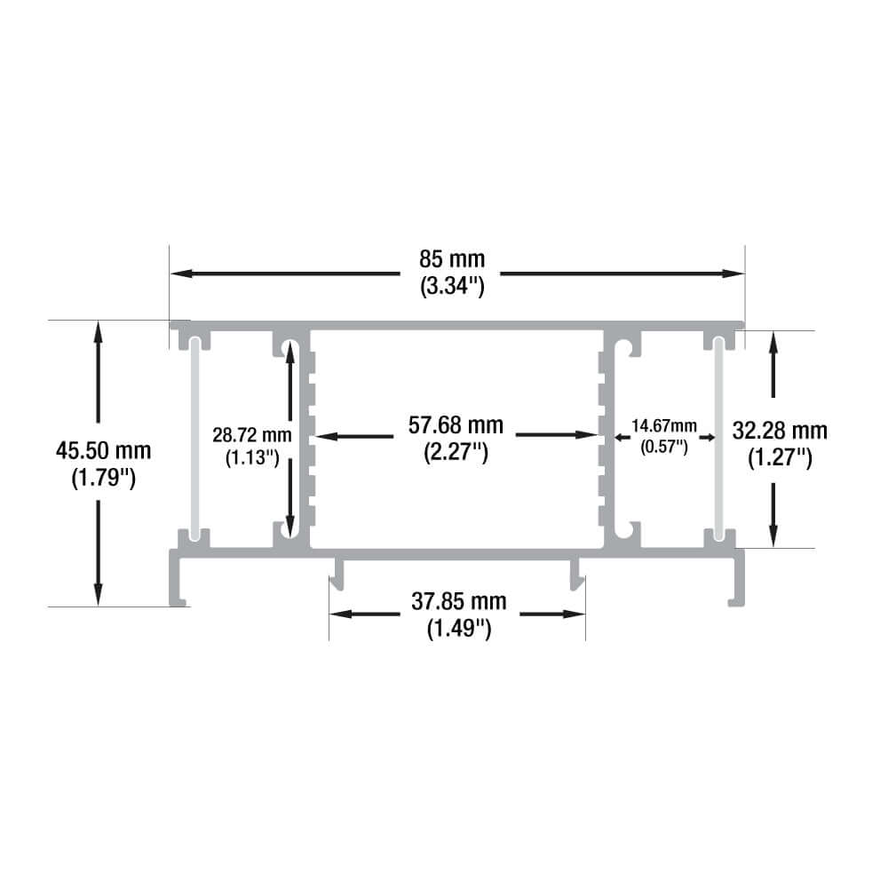 Up-Down Linear LED Channel 2M - Custom Colors Available