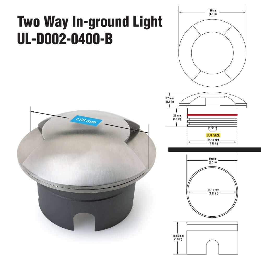 Two Way Inground Light 24V 4W Warm White