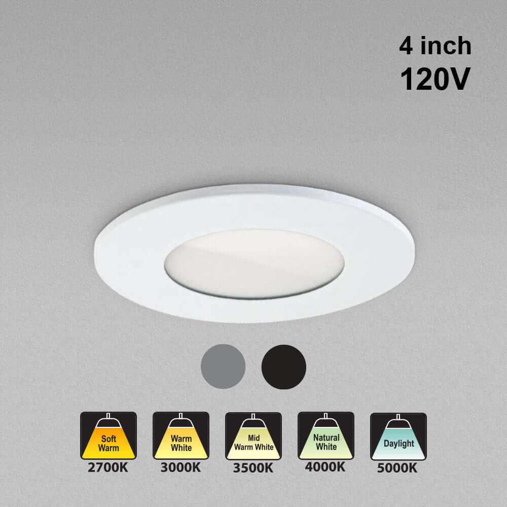 Dimmable 4" Round LED Downlight 8W - 5CCT, 120V