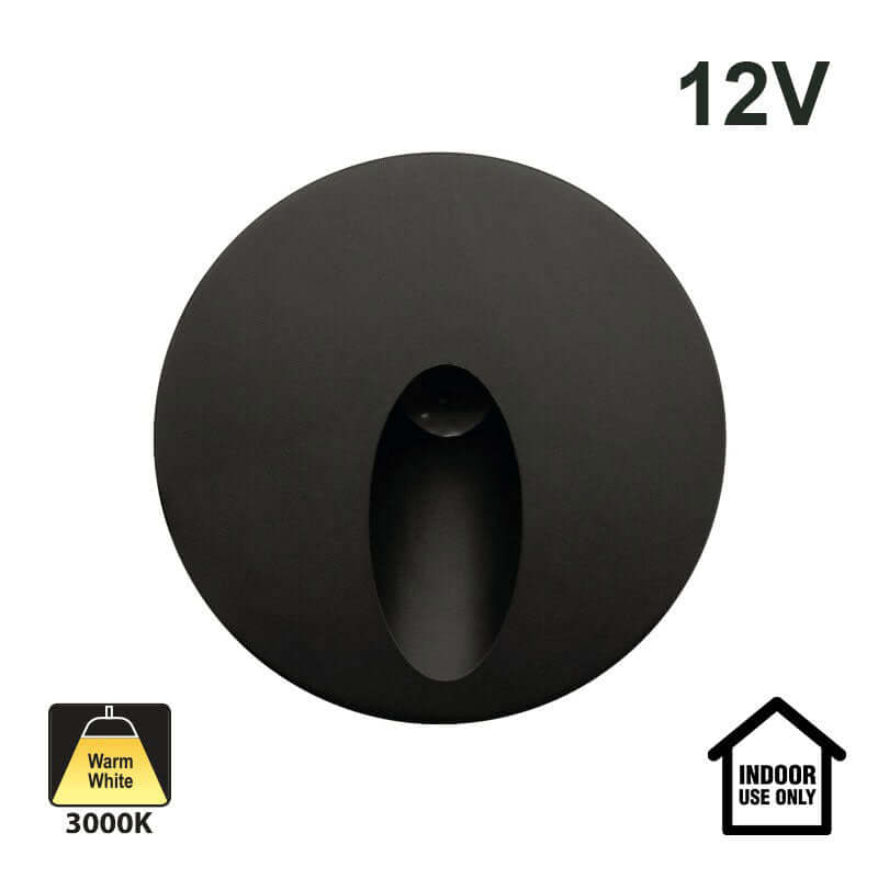 VBD-RD25-1W-3K-BK Round Dimmable LED Step Light