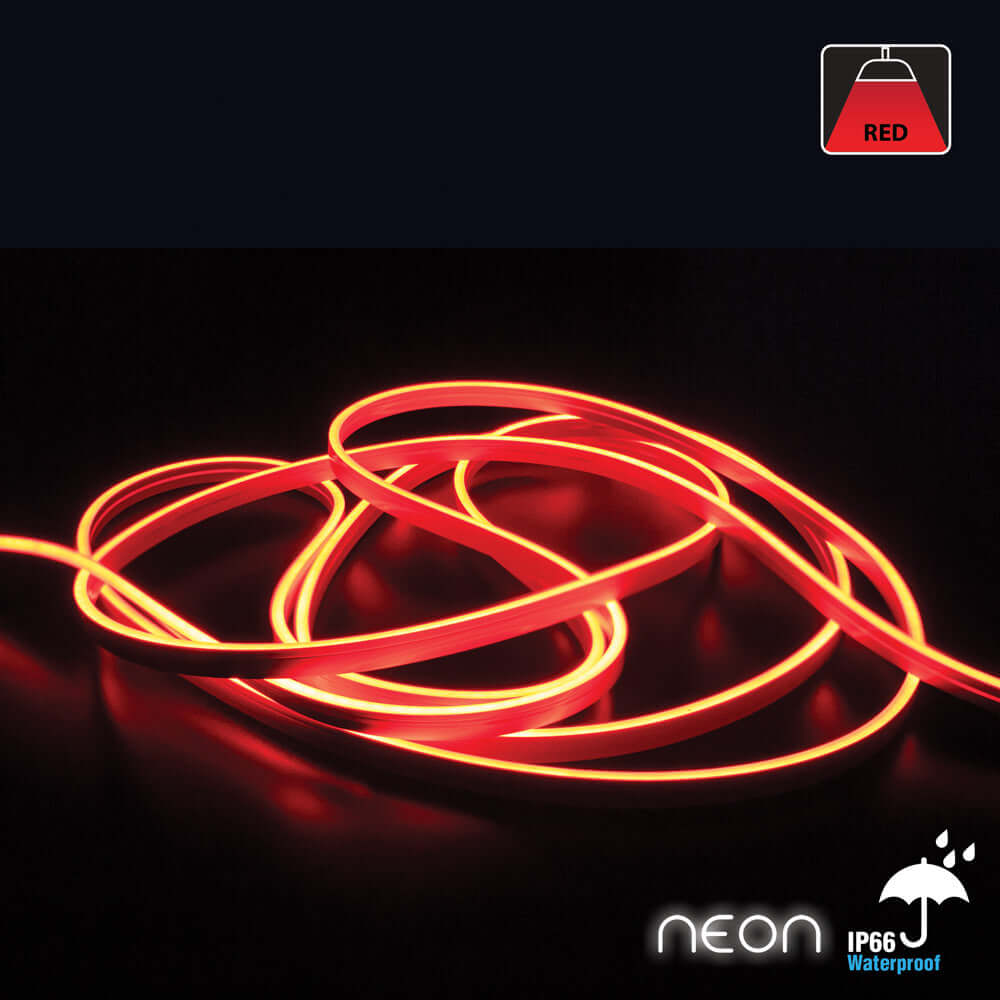 5M LED Neon Light Strip - Red, Dimmable, IP66