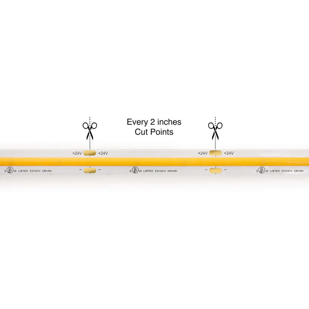 5M(16.4ft) Indoor LED Strip COB480W3, 24V 3(w/ft) 232(Lm/ft) 480(LEDs/m) CCT(2.7K, 3K, 3.5K, 4K, 5K) - GekPower