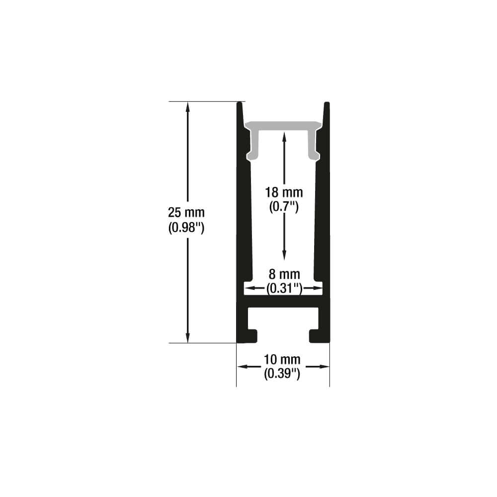 Narrow Black Aluminum LED Channel VBD-CH-H1-2 - 2M