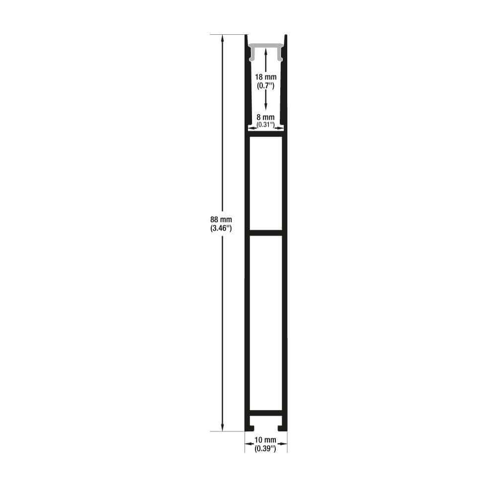 666561431235 - Narrow Black Aluminum LED Channel VBD-CH-H2-2 - 2m