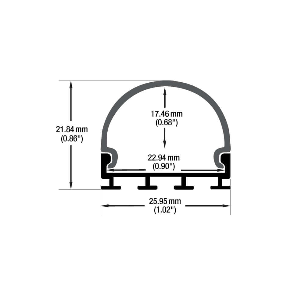 Diffuser Linear Aluminum LED Channel for LED Strips 2Meters(6.5ft) VBD-CH-R2B-2