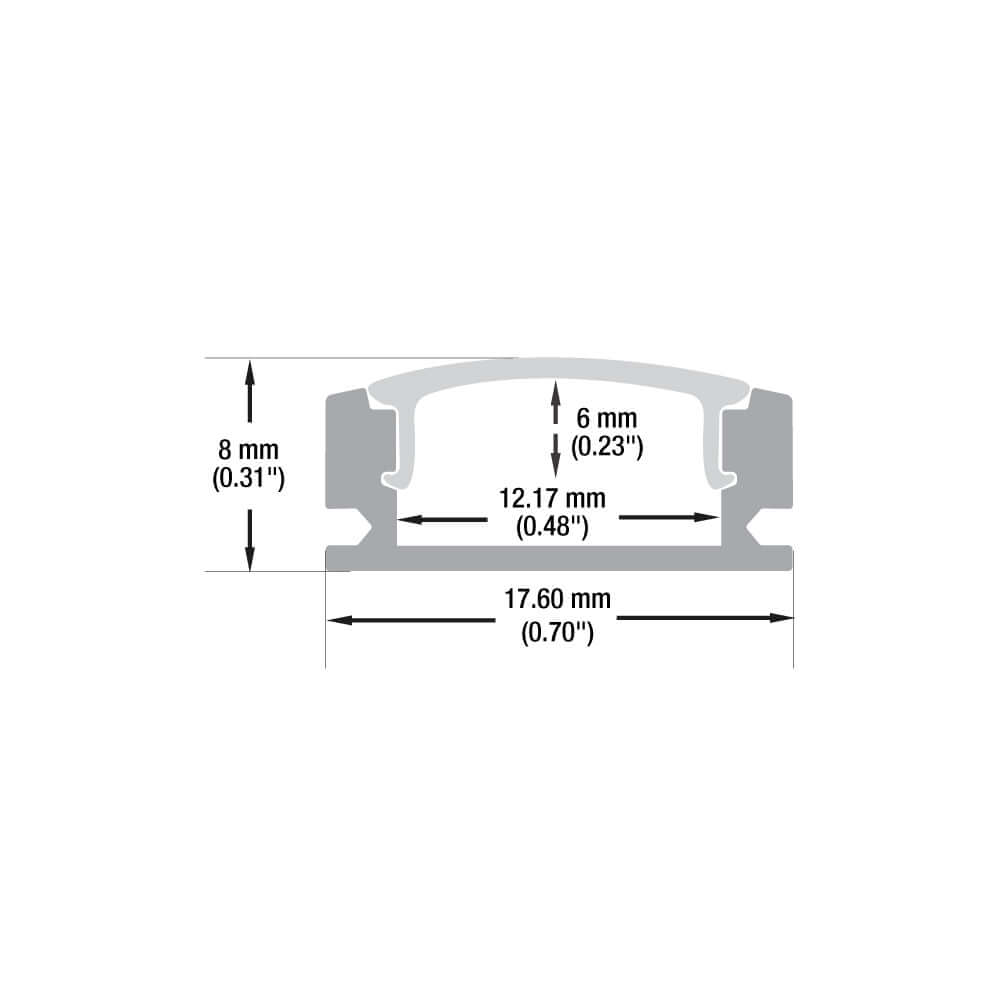 Low Profile Linear Aluminum LED Channel for LED Strips 2Meters(6.5ft) VBD-CH-S55-2